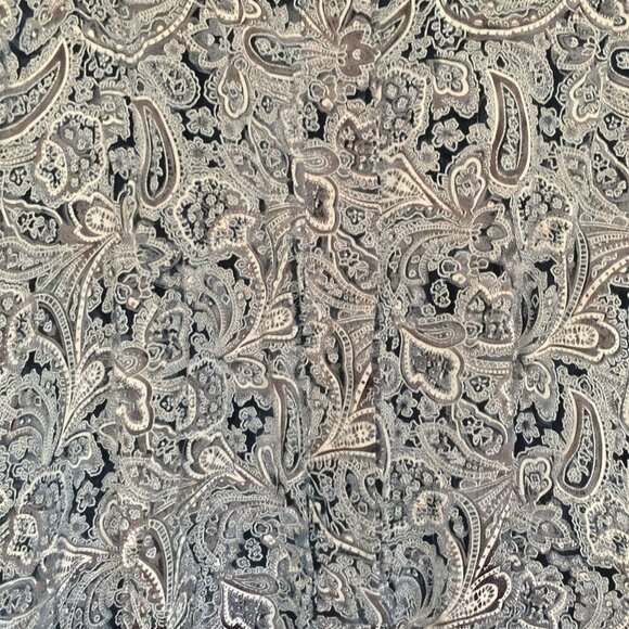 Cecico Paisley Romper Short Sleeves V-Neck Pockets Black & White Print Sz Large - Picture 2 of 6